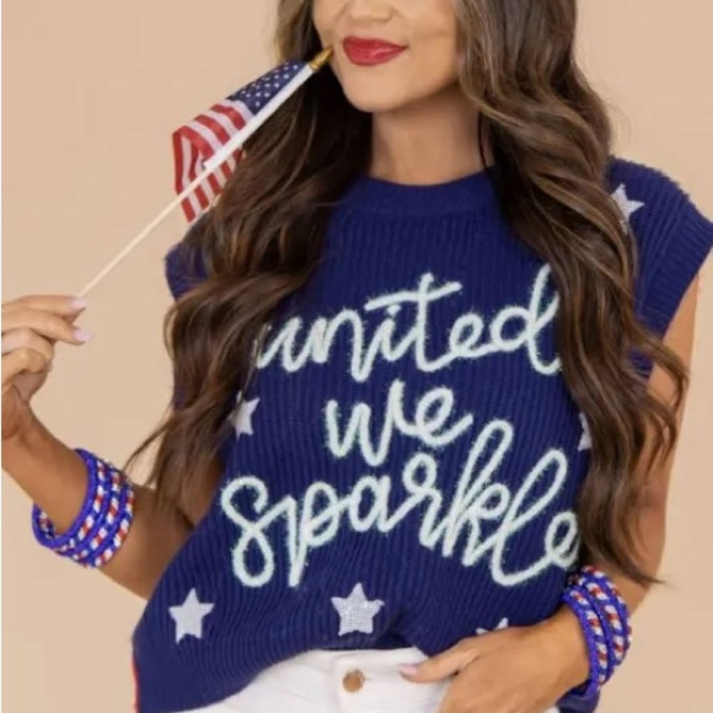 United We Sparkle Blue Sweater